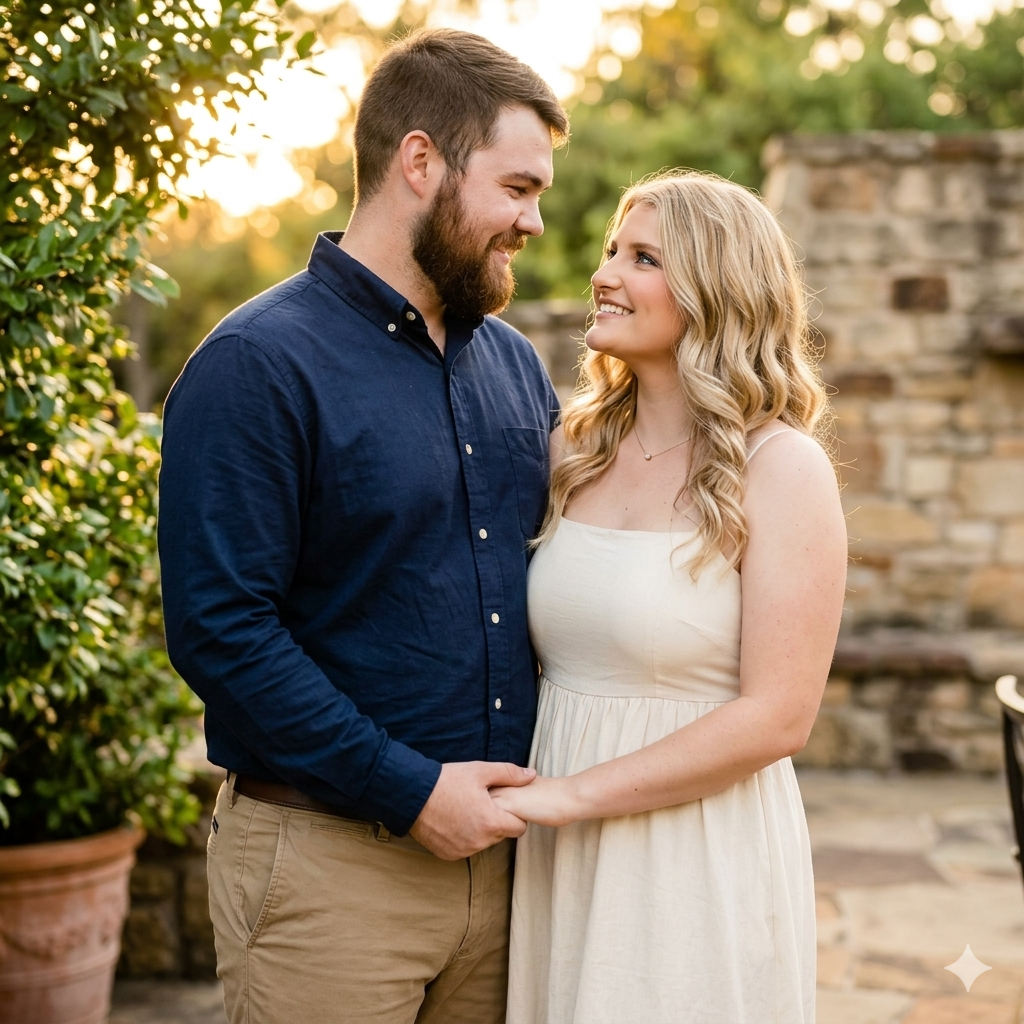 Brittany and Jacob together in an engagement portrait.